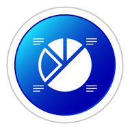Pie Chart icon on a round button - Sticker Series N4