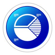 Pie Chart icon on a round button - Sticker Series N5