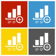 Bar Graph icon on square buttons - Square Series N13