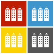 Office Building icon on square buttons - Square Series