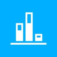 Bar Graph icon on a blue background - Smooth Series N12