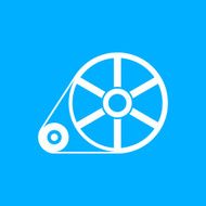 Flywheel icon on a blue background - Smooth Series