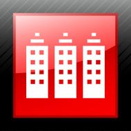 Office Building icon on a square button - Sleek Series