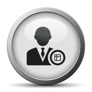 Businessman icon on a silver button - Silver Series N9