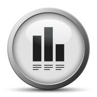 Bar Graph icon on a silver button - Silver Series N14