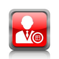 Businessman icon on a square button - RubyRed Series N9