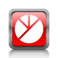 Pie Chart icon on a square button - RubyRed Series N3