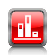 Bar Graph icon on a square button - RubyRed Series N12