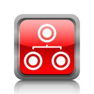 Organization Chart icon on a square button - RubyRed Series N3
