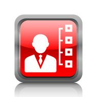 Businessman icon on a square button - RubyRed Series N11