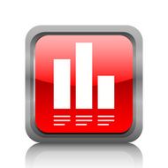 Bar Graph icon on a square button - RubyRed Series N14