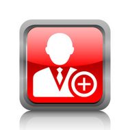 Businessman icon on a square button - RubyRed Series N12