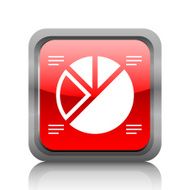 Pie Chart icon on a square button - RubyRed Series N4
