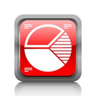 Pie Chart icon on a square button - RubyRed Series N5