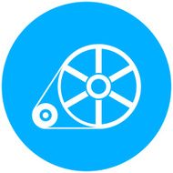 Flywheel icon on a round button - Round Series