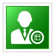 Businessman icon on a square button - Flat Series N9