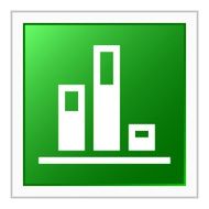 Bar Graph icon on a square button - Flat Series N12