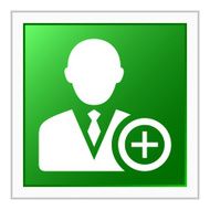 Businessman icon on a square button - Flat Series N12