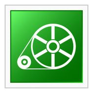 Flywheel icon on a square button - Flat Series