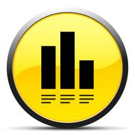 Bar Graph icon on a round button - Curve Series N14