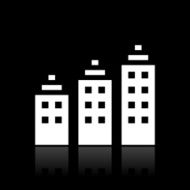 Apartment Building icon on a black background - White Series