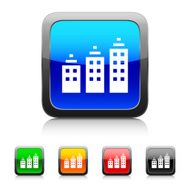 Apartment Building icon on color buttons - Style Series