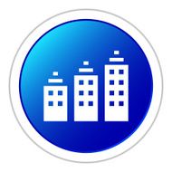 Apartment Building icon on a round button - Sticker Series