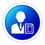 Businessman icon on a round button - Sticker Series N17