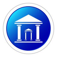 Bank icon on a round button - Sticker Series N7