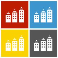 Apartment Building icon on square buttons - Square Series