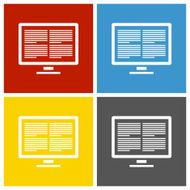 Computer Monitor icon on square buttons - Square Series