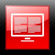 Computer Monitor icon on a square button - Sleek Series