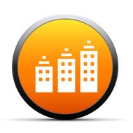 Apartment Building icon on a round button - Simple Series