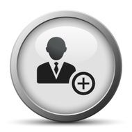 Businessman icon on a silver button - Silver Series N14