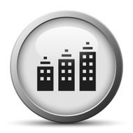 Apartment Building icon on a silver button - Silver Series