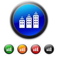 Apartment Building icon on round buttons - Shined Series