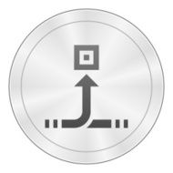 Conveyor icon on a round button - Sharp Series