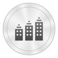 Apartment Building icon on a round button - Sharp Series
