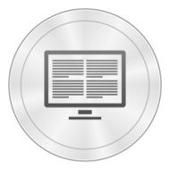 Computer Monitor icon on a round button - Sharp Series