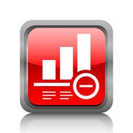 Bar Graph icon on a square button - RubyRed Series N16