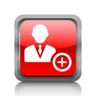 Businessman icon on a square button - RubyRed Series N14