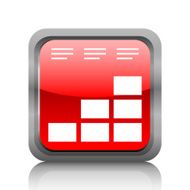 Bar Graph icon on a square button - RubyRed Series N17