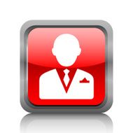 Businessman icon on a square button - RubyRed Series N16