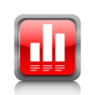 Bar Graph icon on a square button - RubyRed Series N18