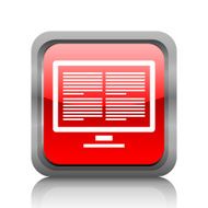 Computer Monitor icon on a square button - RubyRed Series