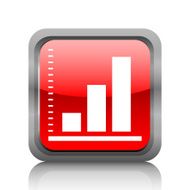 Bar Graph icon on a square button - RubyRed Series N19