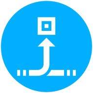 Conveyor icon on a round button - Round Series