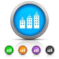 Apartment Building icon on round buttons - Gloss Series