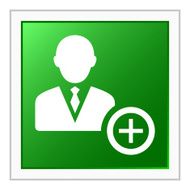 Businessman icon on a square button - Flat Series N14