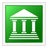Bank icon on a square button - Flat Series N7